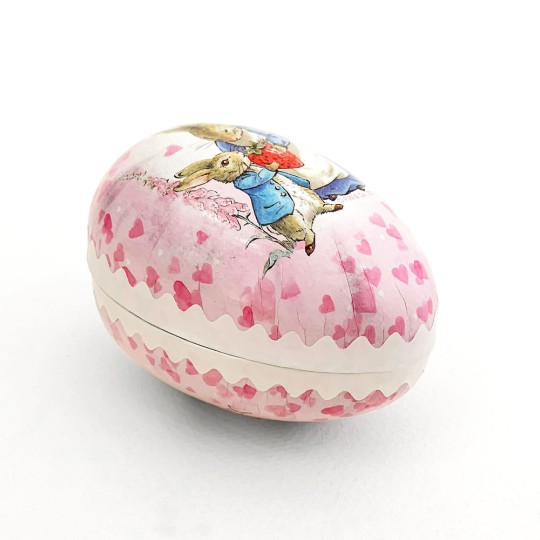 3-1/2" Peter Rabbit Strawberry Papier Mache Easter Egg Container ~ Germany